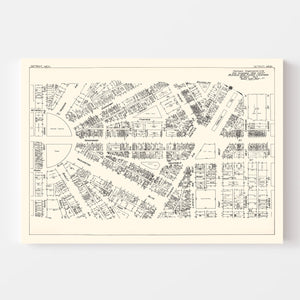 Vintage Map of Detroit, MI Business Section 1929