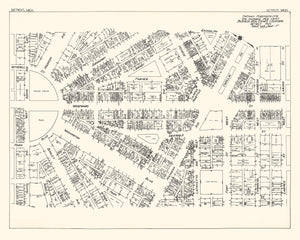 Vintage Map of Detroit, MI Business Section 1929