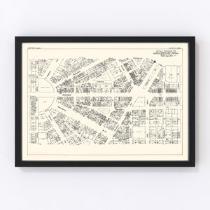 Vintage Map of Detroit, MI Business Section 1929