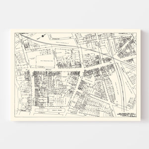 Vintage Map of Elizabeth, NJ Business Section 1929