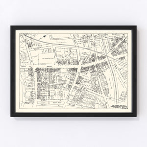 Vintage Map of Elizabeth, NJ Business Section 1929