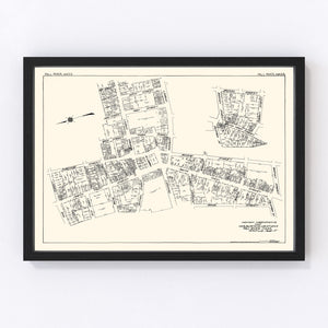 Vintage Map of Fall River, MA Business Section 1929