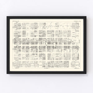 Vintage Map of Evansville, IN Business Section 1929