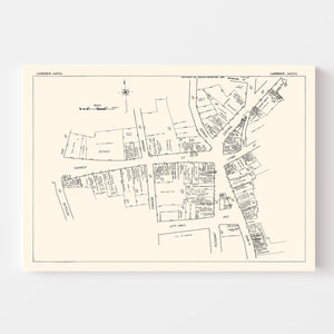 Vintage Map of Gardner, MA Business Section 1929