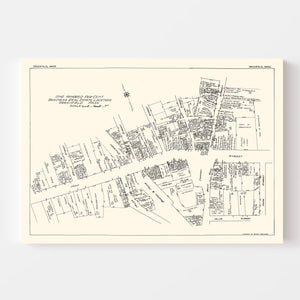 Vintage Map of Greenfield, MA Business Section 1929