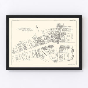 Vintage Map of Greenfield, MA Business Section 1929