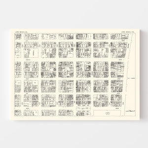 Vintage Map of Long Beach, CA Business Section 1929