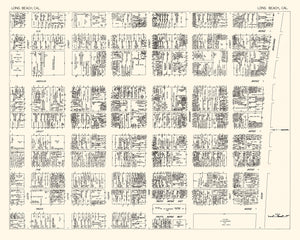 Vintage Map of Long Beach, CA Business Section 1929