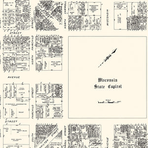 Vintage Map of Madison, WI Business Section 1929