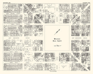 Vintage Map of Madison, WI Business Section 1929