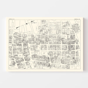 Vintage Map of Norfolk, VA Business Section 1929
