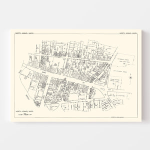 Vintage Map of North Adams, MA Business Section 1929