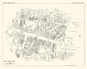 Vintage Map of North Adams, MA Business Section 1929