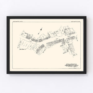 Vintage Map of Northampton, MA Business Section 1929