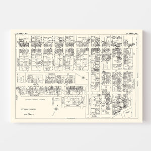 Vintage Map of Ottawa, Canada 1929