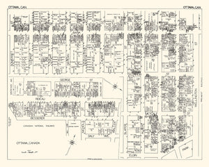 Vintage Map of Ottawa, Canada 1929