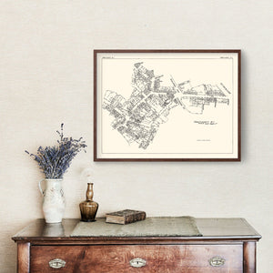 Vintage Map of Pawtucket, RI Business Section 1929