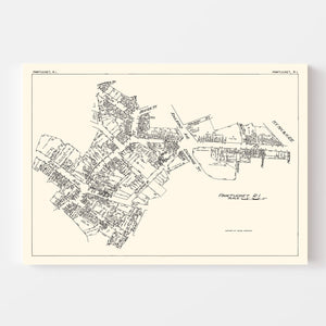 Vintage Map of Pawtucket, RI Business Section 1929
