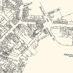 Vintage Map of Pawtucket, RI Business Section 1929