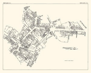 Vintage Map of Pawtucket, RI Business Section 1929