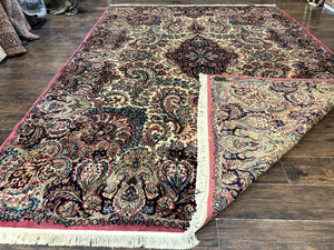 Antique Karastan Kirman Rug 8.8 x 12, Imperial Karastan #1427, Ivory Kirman