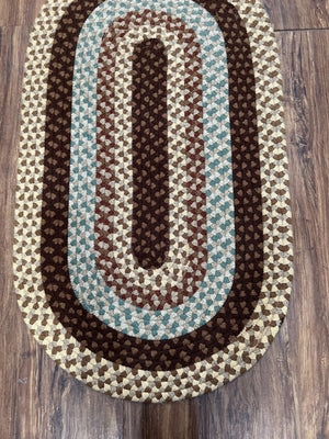American Braided Rug 2x4 ft Oval Rug, Multicolor Oval Rug, Oval Braided Rug, Hand Woven, Vintage Braided Rug, Small Braided Rug