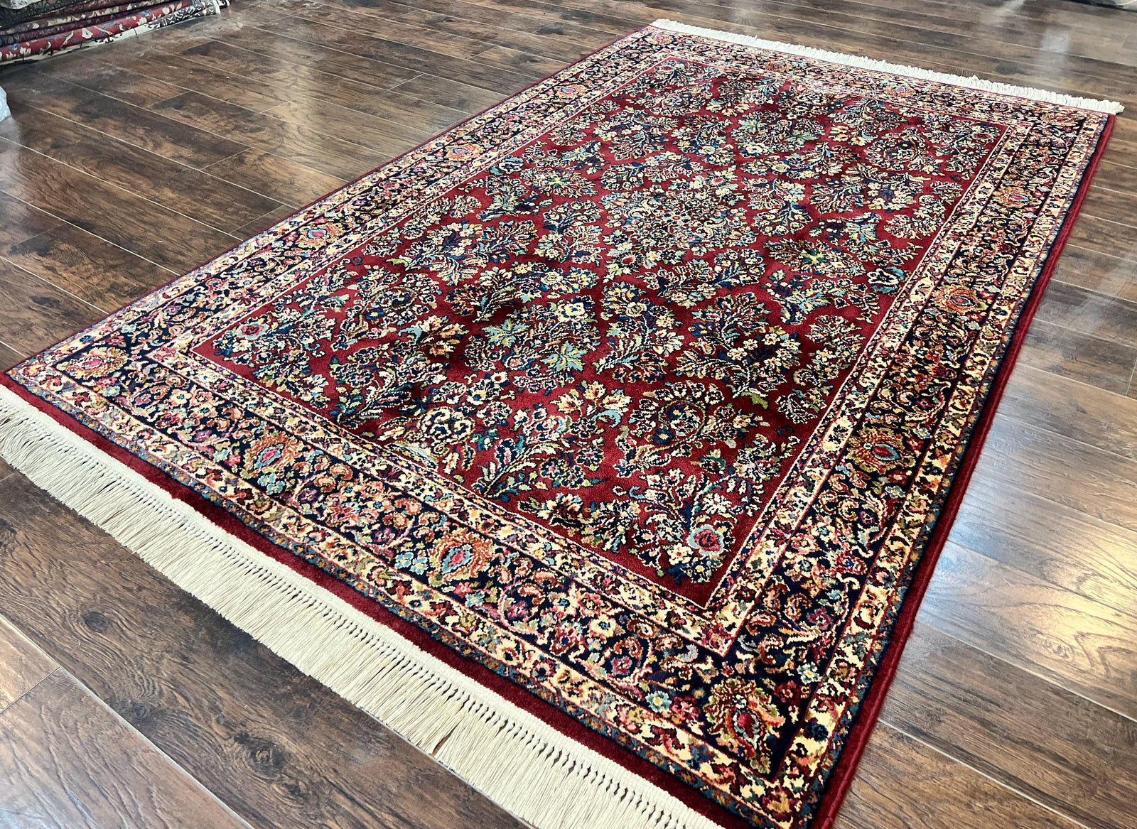 Karastan Rug 5.9 x 9 Red Sarouk Rug #785, Karastan Wool Rug, Karastan Carpet, Original 700 Series Vintage Karastan Oriental Rug Discontinued
