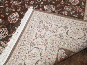 Vintage Pak-Persian Area Rug 9x12, Wool Hand-Knotted Spice Brown & Ivory Traditional Fine Oriental Carpet, Pakistani Carpet, 9 x 12 Fine Rug