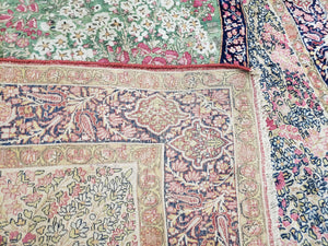 Antique Persian Kerman Lavar Rug 4.4 x 7.5, Highly Collectible Rare, 1880s Rug, Millefleurs, Cows, Wool Hand Knotted, Pictorial