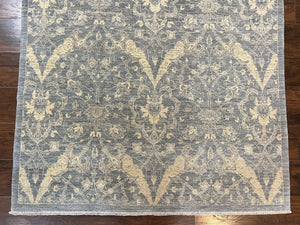 Contemporary Pakistani Rug 5 x 6.6, Handmade Floral Wool Rug, Spanish Pattern