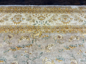 Palace Sized Rug 11x18, Handmade Wool Oversized Persian Carpet 11 x 18 ft, Gray-Taupe, Beige-Cream, Floral, Large Hand Knotted Area Rug