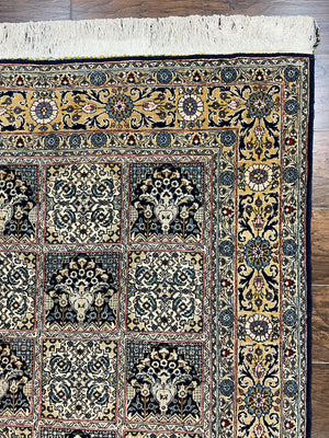 Persian Qum Rug 5x7, Panel Design Oriental Carpet, Multicolor, Hand Knotted Wool Vintage Traditional Rug, Medium Size 5 x 7 ft, Fine Rug
