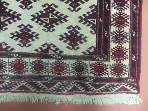 3' X 3' Vintage Handmade Turkoman Bokhara Yamud Wool Rug Nice
