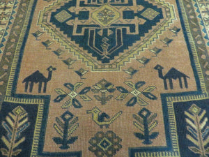 4' X 6' Antique Handmade Turkish Anatolian Wool Rug Camel Vegetable Dyes