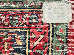 Antique Persian Hamadan Tribal Rug 8x10, Red and Ivory, Medallion Rug, Wool Handmade Carpet