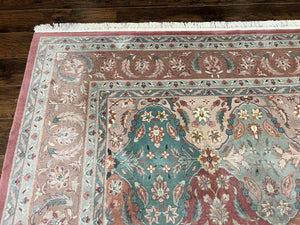 Sino Persian Rug 10x14, Multicolor Panel Design, Wool Handmade Vintage Large Rug