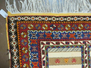 7x11 Moroccan Rug, Vintage Moroccan Carpet, Tribal Rug 7 x 11, Geometric Rug, Diamond Panels, Multicolor, Hand Knotted Wool Rug, Unique Rug