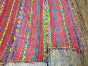 Vintage Turkish Jajim Kilim Flat Weave Rug with Colorful Stripes, Anatolian Kilim Rug, Jijim Cicim Carpet, 5x11 Boho Rug Multicolor, Unique