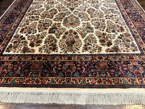 8.8 x 12 Karastan Ivory Sarouk Rug #760, Wool Pile, Vintage, Original 700 Series
