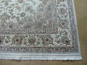 6' X 9' Vintage Chinese Floral Oriental Handmade Virgin Wool Silk Rug Ivory