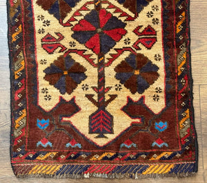 Small Persian Baluchi Tribal Rug, Tan, Handmade