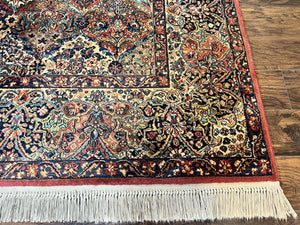 Karastan Multicolor Panel Kirman Rug #717, Wool Karastan Rug 8.8 x 10.6, Vintage Multipanel Kirman, Original Karastan Collection 700 Series