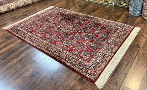 Karastan Rug 5.9 x 9 Red Sarouk #785, Wool Original 700 Series, Vintage