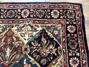 Panel Design Wool Rug 5x8 Multicolor Hand Tufted Vintage Carpet