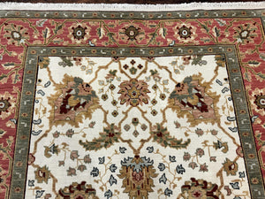 Flatweave Soumak Rug 6x9, Nourison Rug, Wool Handmade, Floral, Ivory
