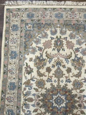 Indo Persian Rug 3x5, Wool, Vintage, Floral Medallion, Light Colors