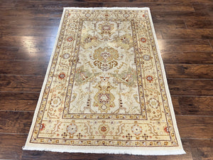 Turkish Oushak Rug 4x6, Neutral Colors Vintage Wool Small Oushak Carpet 4 x 6 ft, Hand Knotted, Beige Rug