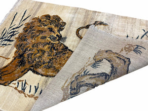 3.5 X 4 Handmade Hand-Knotted New Vintage Rug Quality Wool Lion Organic Dyes