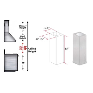 ZLINE 61" Snow Finished Stainless Steel Chimney Extension For Ceilings Up To 12.5 Ft. (8GL14iS-E)