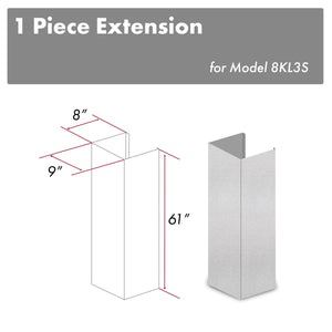 ZLINE 61" Snow Finished Stainless Chimney Extension, For Ceilings Up To 12.5', 8KL3S-E